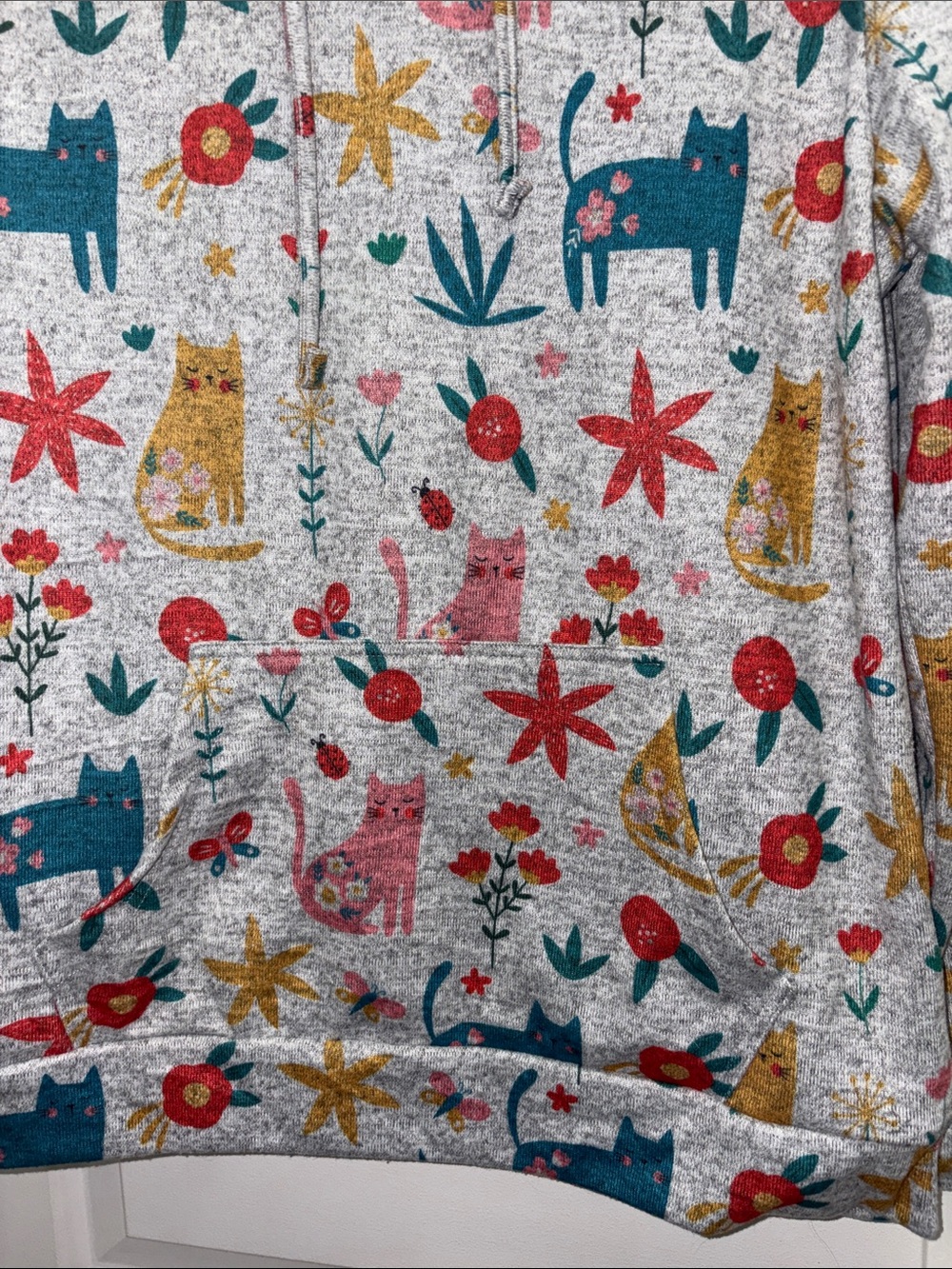 L.A. Soul Cat Floral Print Pullover Hoodie Size Medium - Picture 4 of 7